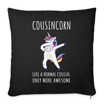 Cousincorn IV - Génial Cousin Licorne - Housse de coussin décorative 45 x 45 cm - noir - Devant