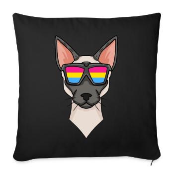 Chat siamois pansexuel - Chat avec lunettes - Housse de coussin décorative 45 x 45 cm - noir - Devant