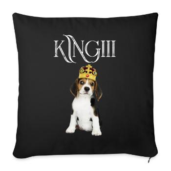Dog with crown / - Sofa pillowcase 17,3'' x 17,3'' (45 x 45 cm) - black - Front