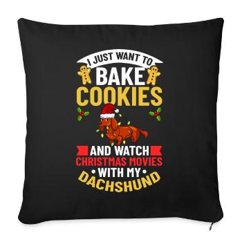 Doxie Teckel Teckel Chien Noël - Housse de coussin décorative 45 x 45 cm - noir - Devant