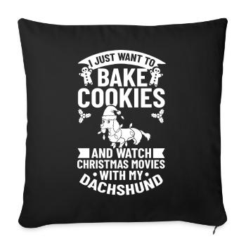 Doxie Teckel Teckel Chien Noël - Housse de coussin décorative 45 x 45 cm - noir - Devant