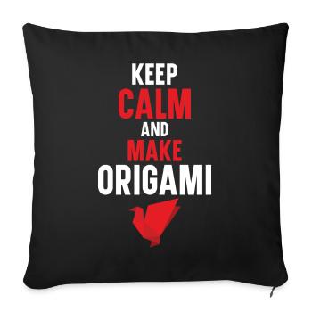 Restez calme et faites du papier origami japonais - Housse de coussin décorative 45 x 45 cm - noir - Devant