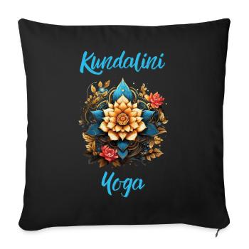 Kundalini Yoga Group Yogini Cours Fleurs Mandala - Housse de coussin décorative 45 x 45 cm - noir - Devant