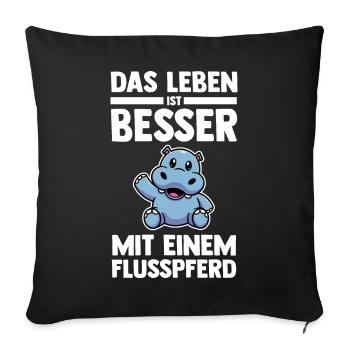 Nilpferd Flusspferd - Sofakissenbezug 45 x 45 cm - Schwarz - Vorne