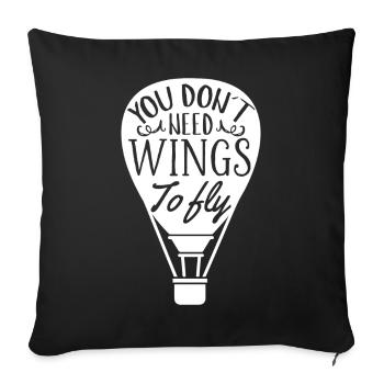 Heißluftballon Sprüche | Luftfahrt Hobby Geschenk - Sofakissenbezug 45 x 45 cm - Schwarz - Vorne