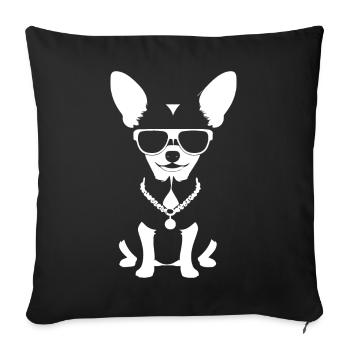 Drôle Chihuahua portant des lunettes de soleil Chihuahuas - Housse de coussin décorative 45 x 45 cm - noir - Devant