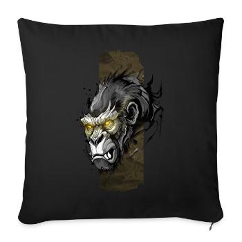 Majestic Silverback: Gaze of Gold - Sofa pillowcase 17,3'' x 17,3'' (45 x 45 cm) - black - Front