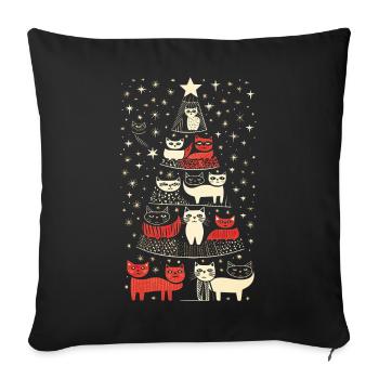 Katzen Tannenbaum Weihnachten Christbaum - Sofakissenbezug 45 x 45 cm - Schwarz - Vorne