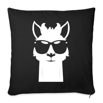 Lustiges Alpaka mit Sonnenbrille Coole Alpakas - Sofakissenbezug 45 x 45 cm - Schwarz - Vorne