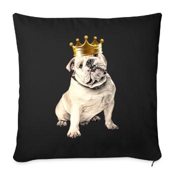 VIEUX BOULEDOGUE ANGLAIS avec Couronne Chien Bouledogue - Housse de coussin décorative 45 x 45 cm - noir - Devant
