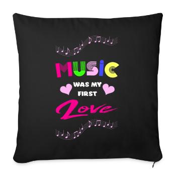 Music - my first love bunt - Sofa pillowcase 17,3'' x 17,3'' (45 x 45 cm) - black - Front