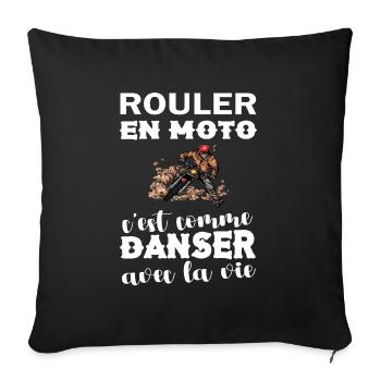 Homme Moto Motard Maillot motarde manche courte - Housse de coussin décorative 45 x 45 cm - noir - Devant