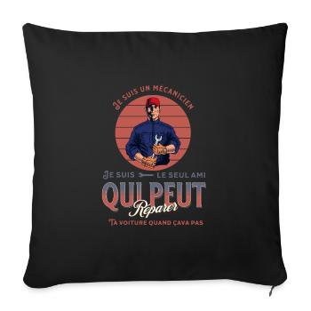 Je suis un mécanicien t-shirt homme garagiste - Housse de coussin décorative 45 x 45 cm - noir - Devant