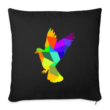 Colombe oiseau arc-en-ciel animaux polygone - Housse de coussin décorative 45 x 45 cm - noir - Devant