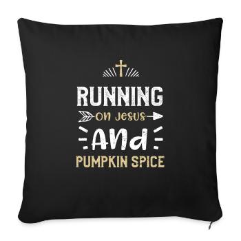 Courir sur Jésus et les épices à la citrouille - Housse de coussin décorative 45 x 45 cm - noir - Devant