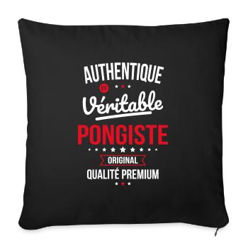 Authentique et véritable pongiste - Original - Housse de coussin décorative 45 x 45 cm - noir - Devant