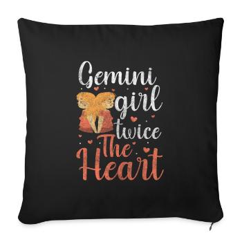 Constellation d’anniversaire du zodiaque Gémeaux - Housse de coussin décorative 45 x 45 cm - noir - Devant