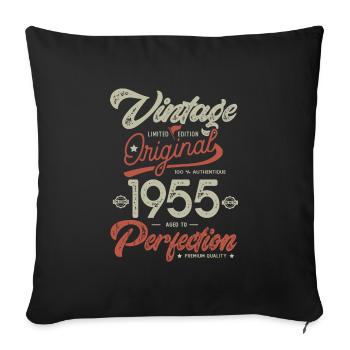 1955 Vintage Geburtstag Geboren 1955 - Sofakissenbezug 45 x 45 cm - Schwarz - Vorne