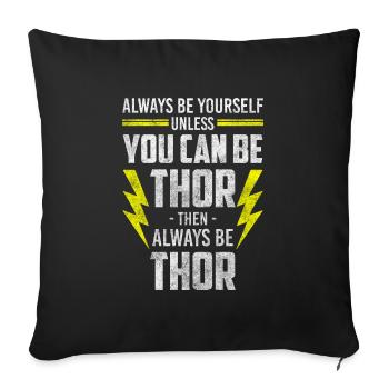 Symboles nordiques d’Asgard Thor - Housse de coussin décorative 45 x 45 cm - noir - Devant