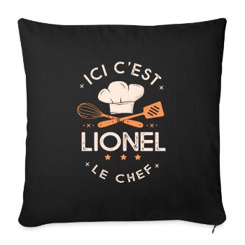 Lionel Chef Ici c est lionel le chef cuisinier - Housse de coussin décorative 45 x 45 cm - noir - Devant