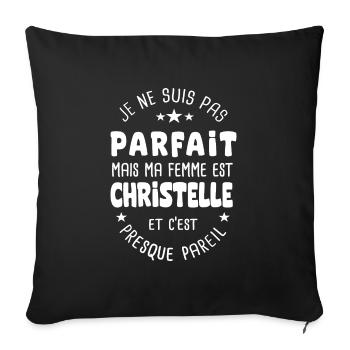 Christelle - homme parfait - femme christelle - Housse de coussin décorative 45 x 45 cm - noir - Devant
