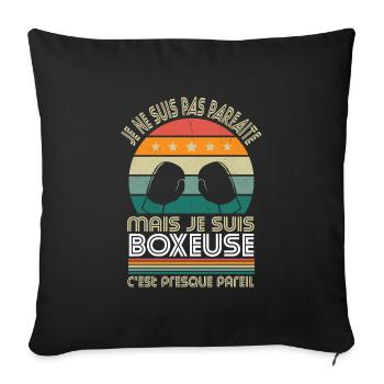 Je ne suis pas parfaite mais je suis boxeuse - Housse de coussin décorative 45 x 45 cm - noir - Devant