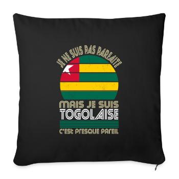 Je ne suis pas parfaite mais je suis Togolaise - Housse de coussin décorative 45 x 45 cm - noir - Devant