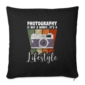 Photographer Image Digital Camera - Sofa pillowcase 17,3'' x 17,3'' (45 x 45 cm) - black - Front