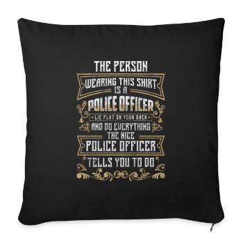 Menottes du shérif de la police - Housse de coussin décorative 45 x 45 cm - noir - Devant