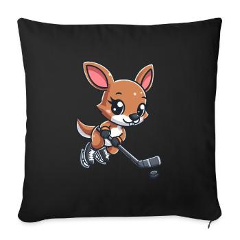 Kangourou et souris Hockey sur glace - Équipe insolite sur - Housse de coussin décorative 45 x 45 cm - noir - Devant