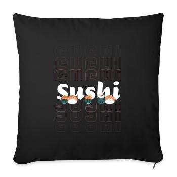 Sushi Poisson Kawaii - Housse de coussin décorative 45 x 45 cm - noir - Devant