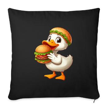 Funny duck fast food hamburger - Sofa pillowcase 17,3'' x 17,3'' (45 x 45 cm) - black - Front