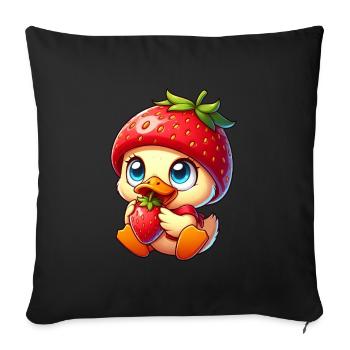Canard sucré à la fraise Fruité Fruits fantaisistes - Housse de coussin décorative 45 x 45 cm - noir - Devant