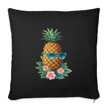 Pineapple Pineapple Cool Sunglasses Gift - Sofa pillowcase 17,3'' x 17,3'' (45 x 45 cm) - black - Front