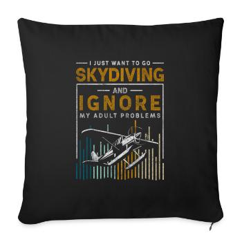 Parachutisme passion chute libre - Housse de coussin décorative 45 x 45 cm - noir - Devant