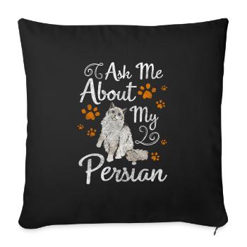 Chat persan mignon chat à poil long - Housse de coussin décorative 45 x 45 cm - noir - Devant