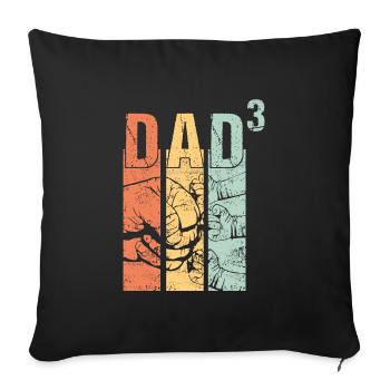 Papa Father of 3 third Three child baby children - Sofa pillowcase 17,3'' x 17,3'' (45 x 45 cm) - black - Front
