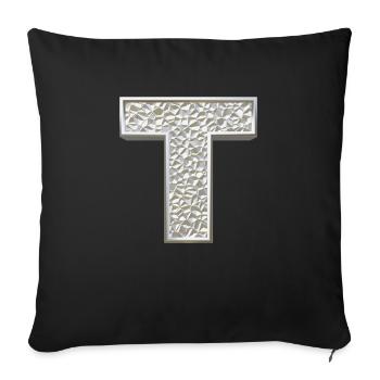 T, letter, initial, monogram, - Sofakissenbezug 45 x 45 cm - Schwarz - Vorne