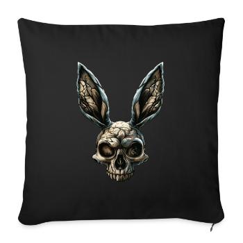 Crâne de lapin zombie - Housse de coussin décorative 45 x 45 cm - noir - Devant