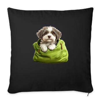 Sweet Companion – Fluffy Joy in a Green Bag - Sofa pillowcase 17,3'' x 17,3'' (45 x 45 cm) - black - Front