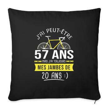 cycliste 57 ans anniversaire 57 ans vélo cyclisme - Housse de coussin décorative 45 x 45 cm - noir - Devant