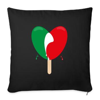 Flagge von Italien mit Herz und Eis. - Sofakissenbezug 45 x 45 cm - Schwarz - Vorne
