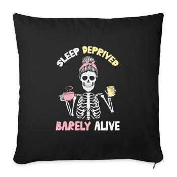 Messy Bun Skeleton Coffee Lover Tired Mom - Sofa pillowcase 17,3'' x 17,3'' (45 x 45 cm) - black - Front