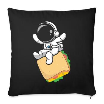 Sandwich Fast Food Astronaut Astronomy - Sofa pillowcase 17,3'' x 17,3'' (45 x 45 cm) - black - Front