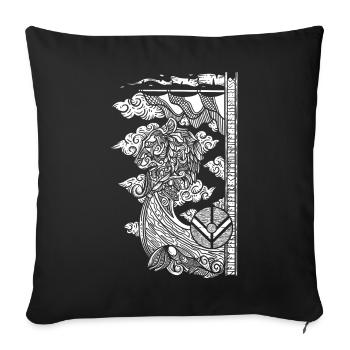 Viking Ship Boat Runes Nordic Sea Captain - Sofa pillowcase 17,3'' x 17,3'' (45 x 45 cm) - black - Front