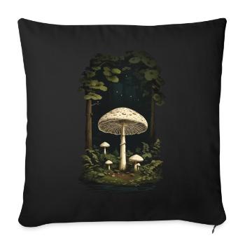 Goa Mushroom Night Magic of Mushrooms Party Design - Sofa pillowcase 17,3'' x 17,3'' (45 x 45 cm) - black - Front