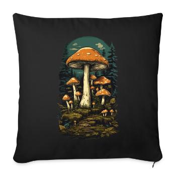 Vintage Mushrooms Design Retro Forest Magic Mushroom Picker - Sofa pillowcase 17,3'' x 17,3'' (45 x 45 cm) - black - Front