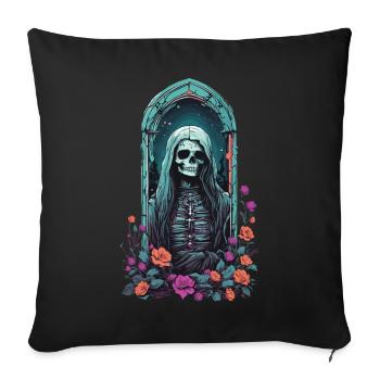 Gothic Pastel Skelett Lady Viktorianisch Halloween - Sofakissenbezug 45 x 45 cm - Schwarz - Vorne