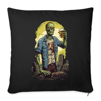 Halloween Zombie Grusel Bier Party Retro Design - Sofakissenbezug 45 x 45 cm - Schwarz - Vorne