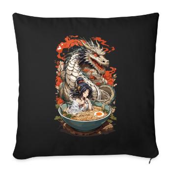 Manga Ramen Dragon Esthétique Tokyo Style Design - Housse de coussin décorative 45 x 45 cm - noir - Devant